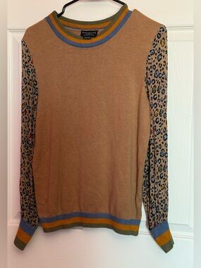 Anthropologie {Conditions Apply} Striped Knit with Colorful Leopard Sleeves
